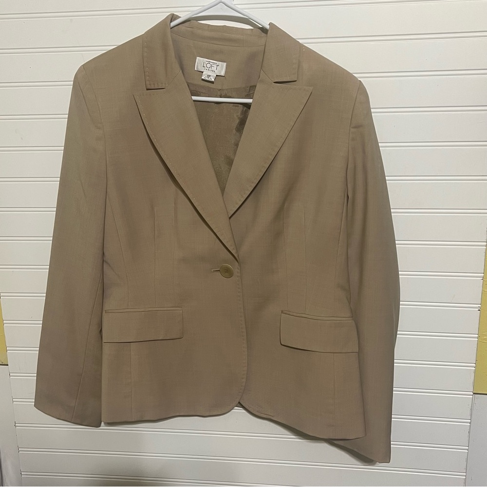 Ann Taylor Loft Petites Tan Wool Single Button Blazer Size 10P